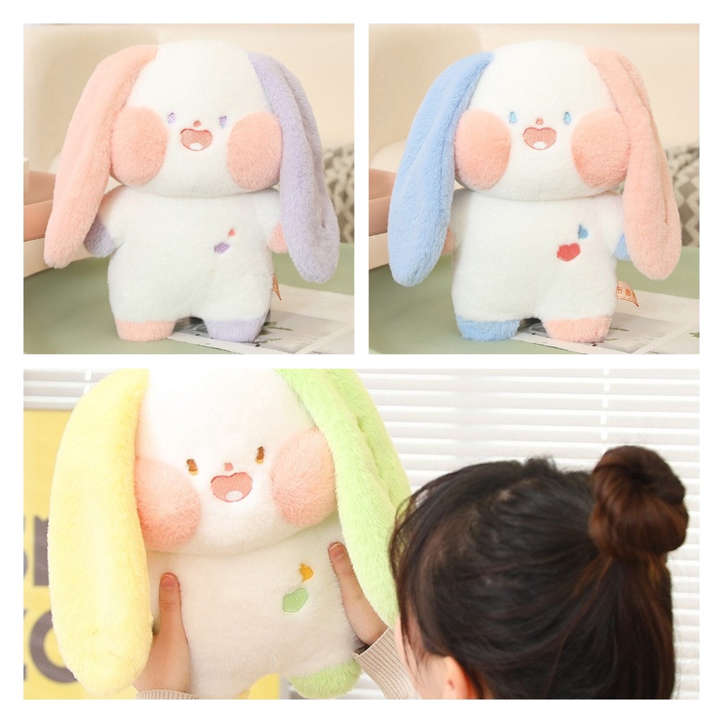 Lovely Rabbit Stuffed Animal Dengan Wajah Dan Telinga Kartun Lucu