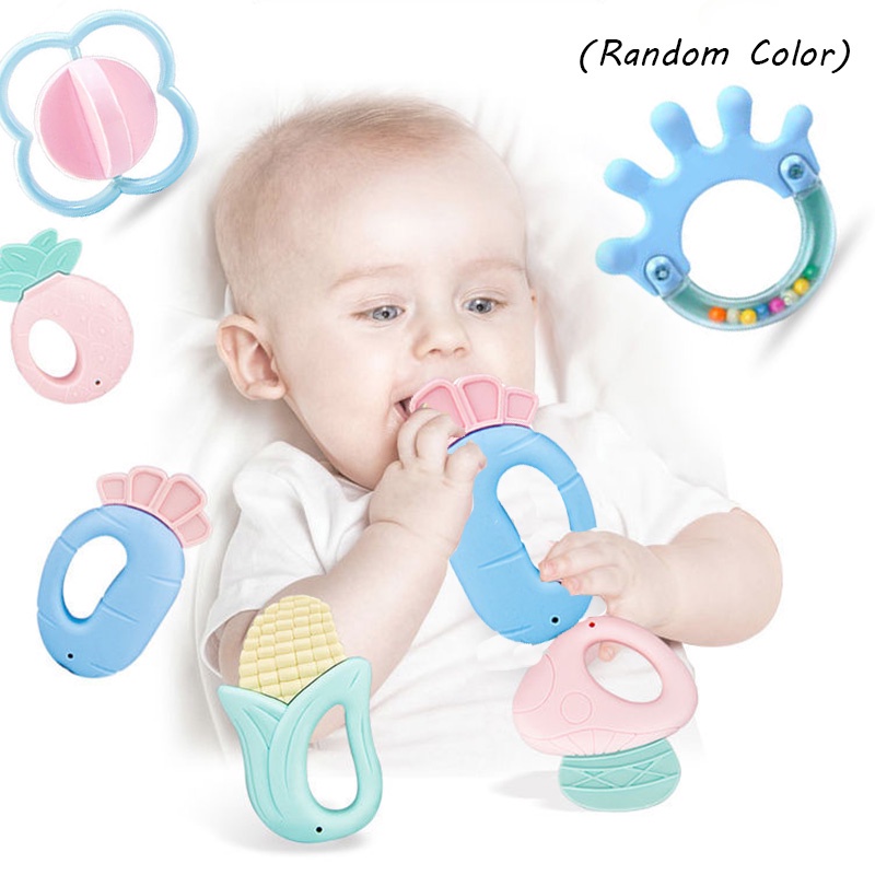 Mainan Teethers Handbells Gabungan Empuk Untuk Bayi Tahan Panas