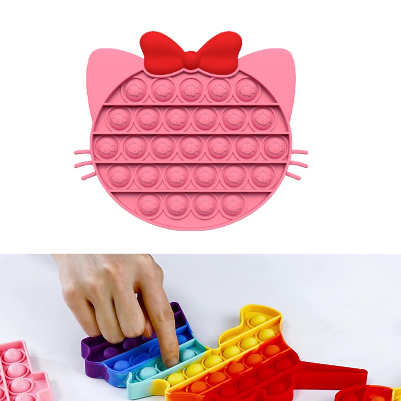 Pop Fidget Its Toys Pad Game Penghilang Stress Terbaru Desain Kucing Pink Menggemaskan