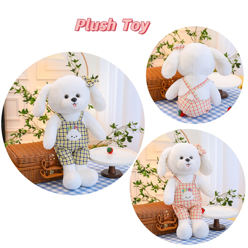 Boneka Bear Grabber Mainan Plush Anjing Tali Motif Kotak-Kotak Lucu Untuk Anak Dan Dewasa