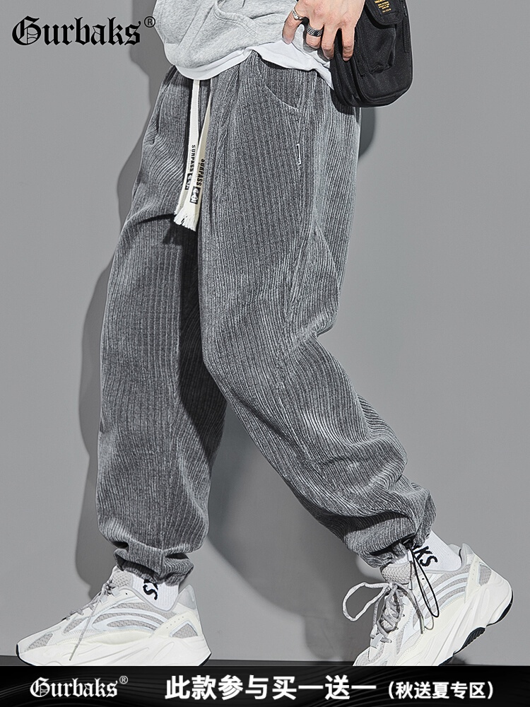 CELANA PANJANG PRIA GURBAKS Spring and Autumn New American Corduroy Leggings Men's Loose Versatile G