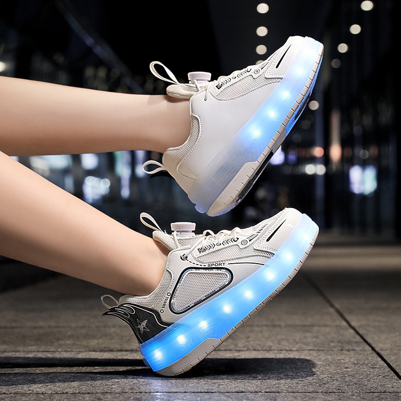 Heelys Roller Shoes Sport Rage Lace Light Charging Luminous Shoes Double Wheeled Children's Pulley S