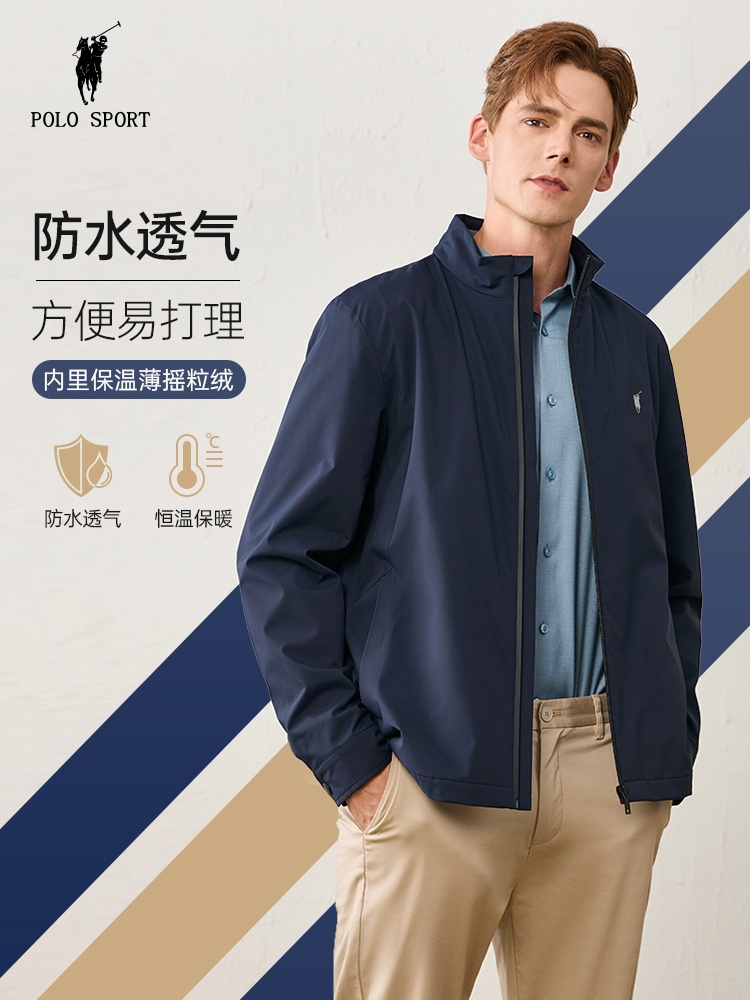 Jacket pria waterproof Polo Sport Men's Jacket Men's Musim gugur berdiri Collar Charge Coat Windproo