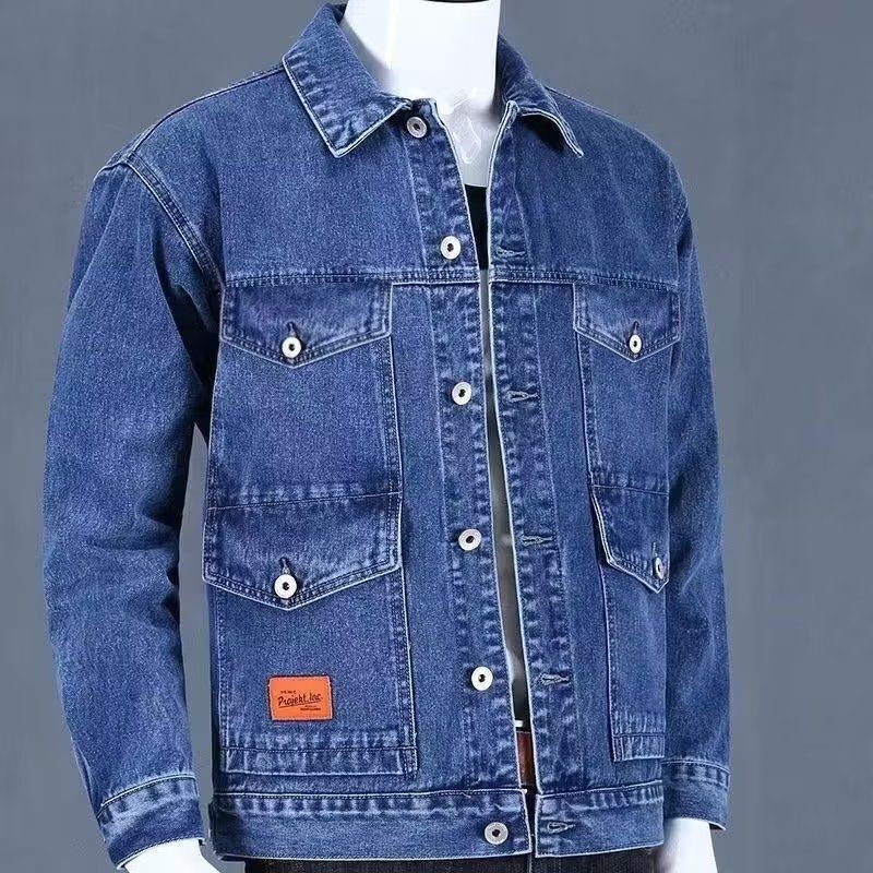 JACKET JEANS Jaket Denim untuk pria jaket kerja laki-laki berusia tengah baru untuk orang tua, jaket