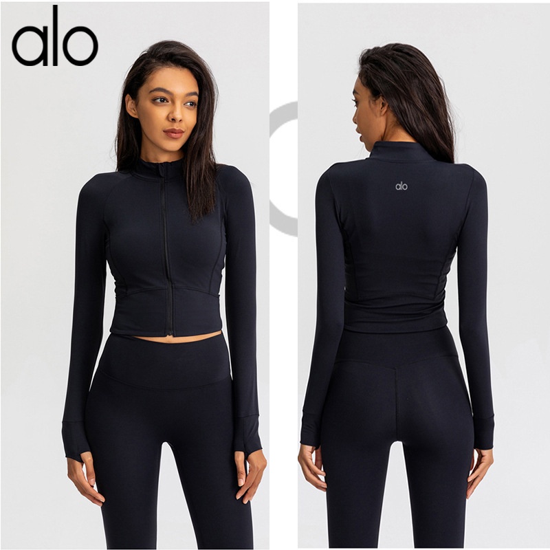 Jaket Olahraga Wanita Alo yoga jaket olahraga wanita pakaian yoga ketat cepat kering lengan panjang 