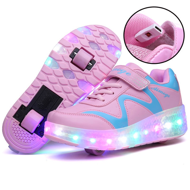 Heelys Roller Shoes Student Rampage Shoes Children's Double Wheel Flashing Roller Skating Shoes Boys