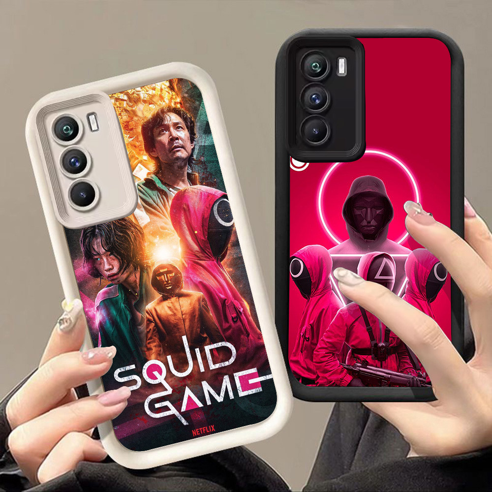 Q-56 Squid Game Casing hitam putih untuk OPPO A54s A16 A16S Case Cover