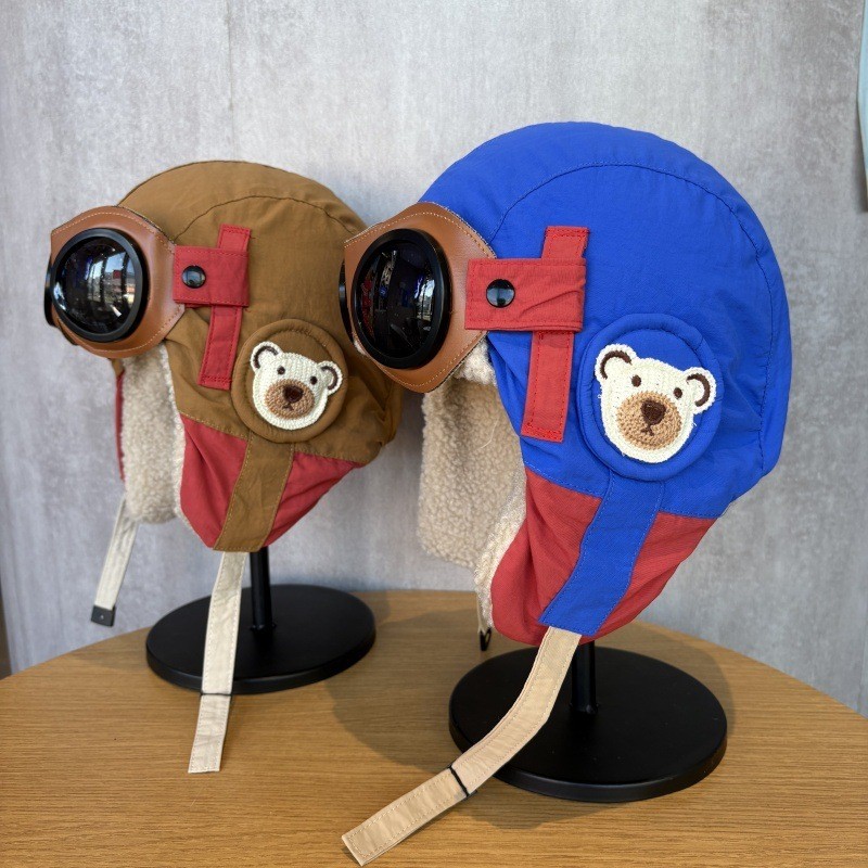 Topi  Anak-anak gugur kartun anak laki-laki dan perempuan bayi rajutan tali pelindung telinga musim 