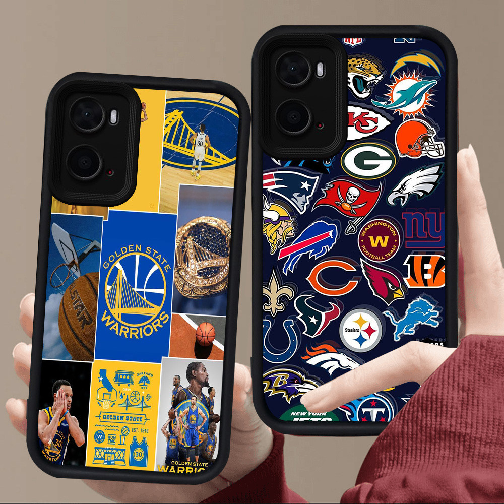 E114 fashion bola basket Casing untuk Silikon Hitam OPPO A57 A96 A76 A57e A77 A36 A57s A77s