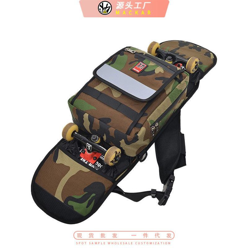 Tas Skateboard  Kar Skateboard ganda floating camouflage belakang skateboard pria Gelombang refleksi