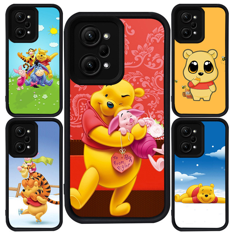 Casing untuk Xiaomi Redmi Note 12 14 POCO X5 F5 14T F6 Pro 5G Silikon Hitam M-124 Winnie the Pooh