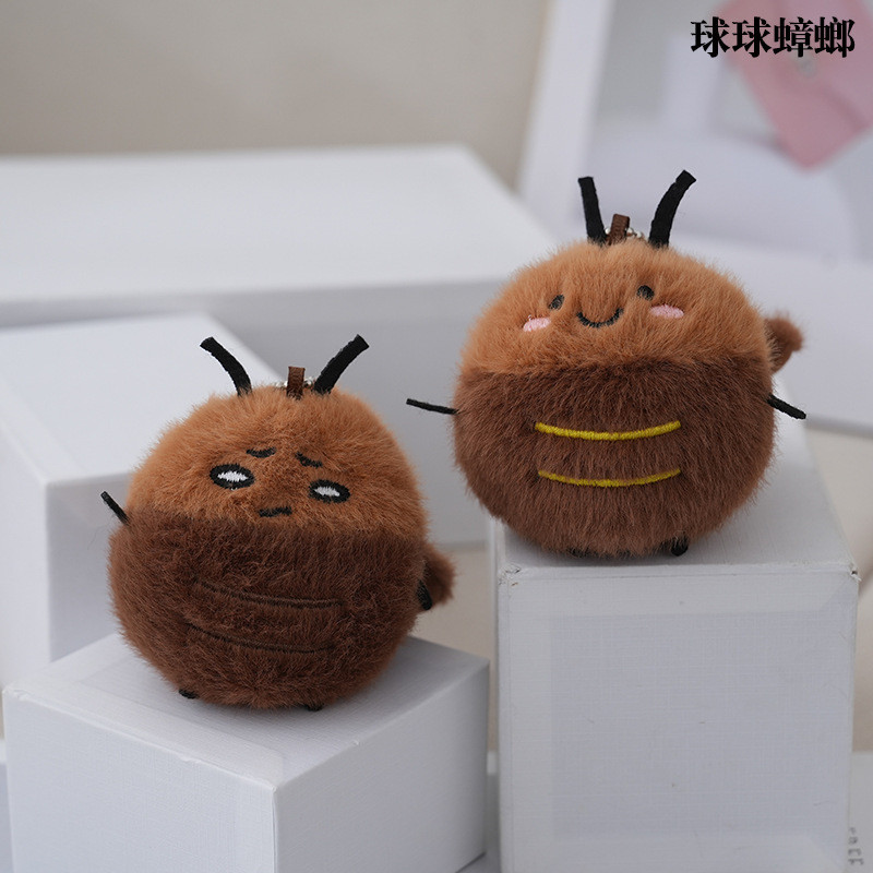 Bag Charm Gantungan Kunci  Comel jaring merah kecoa mainan plush tas buku kecil yang kuat gantungan 