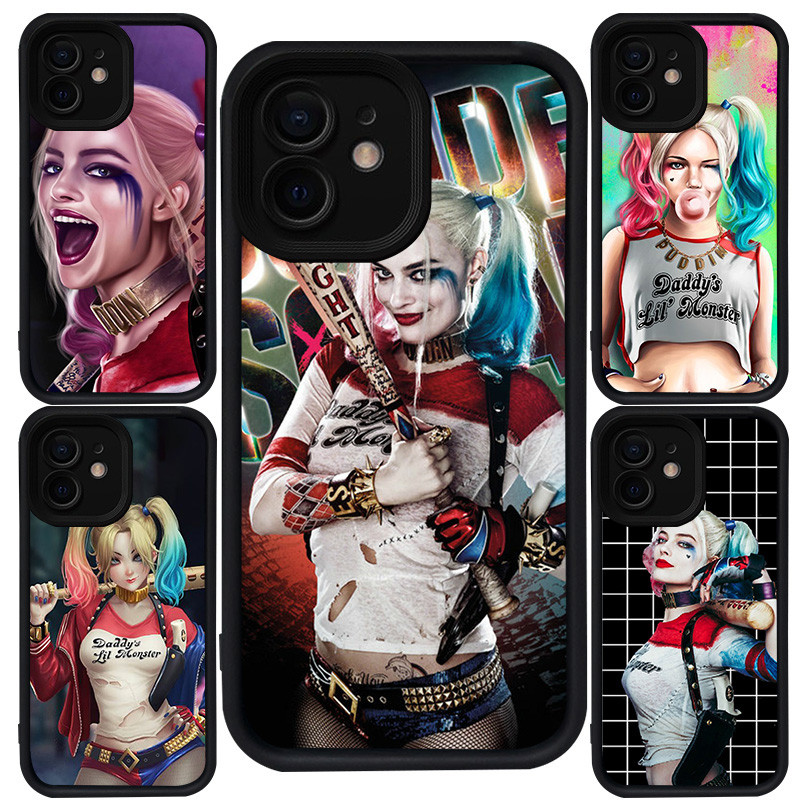 Casing untuk iPhone XR XS 12 Mini X 11 15 Pro Max Silikon Hitam M-84 Harley Quinn