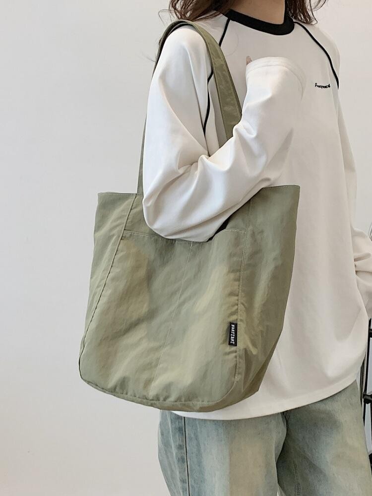 Tas Gaya Korea, Tas Bahu Wanita, Buku Pelajar Kapasitas Besar, Tas Komuter, Tas Jinjing Sastra Ring