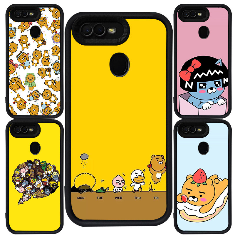 Casing untuk OPPO A1K A3S A12 F9 Pro F5 A5S A7 A12s A11K A5 A12E F7 Silikon Hitam M-111 Kakao Friend