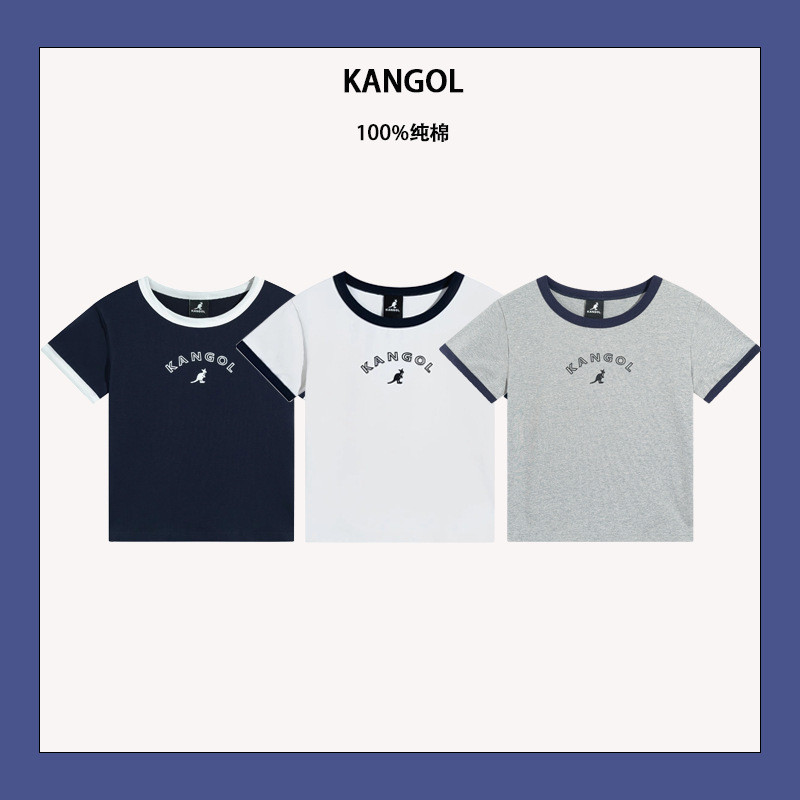 Pakaian KANGOL Kanguru huruf sederhana kasual versi korea dipasang gadis menari pucuk lengan pendek 