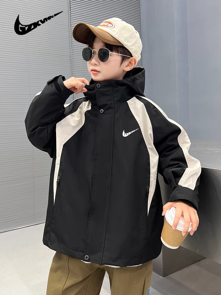 Nike Dun Boys' Coat Autumn/Winter 2024 New Children's Winter Down Submachine Jacket 3-in-1 Ditanggal