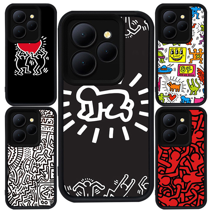 Casing untuk ITEL A80 A90 P65 A70 City 100 A50 RS4 S23 P55 5G Silikon Hitam M-101 Keith Haring