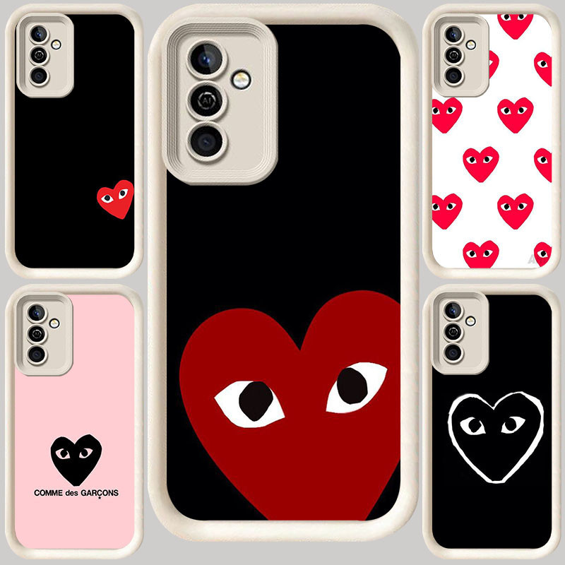 M-20 CDG Play Love Putih Casing untuk Samsung S24 A53 A72 A52S A17 A32 A52 A33 A23 A13 A73 M15 S20 S