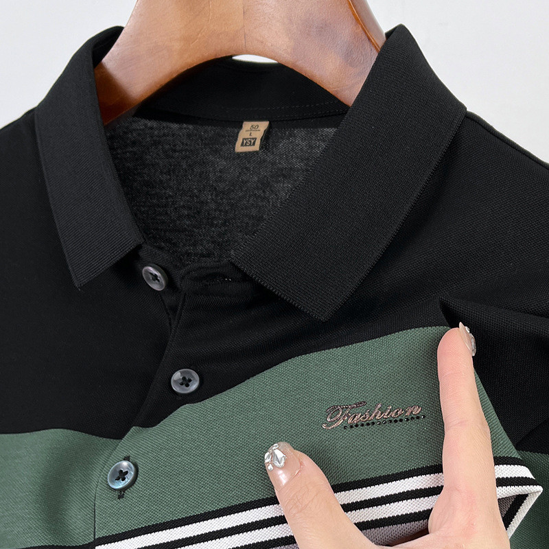 Kaos  T-shirt pendek, baju polo modus pria, surat bisnis usia tengah dan orang tua, musim panas yang