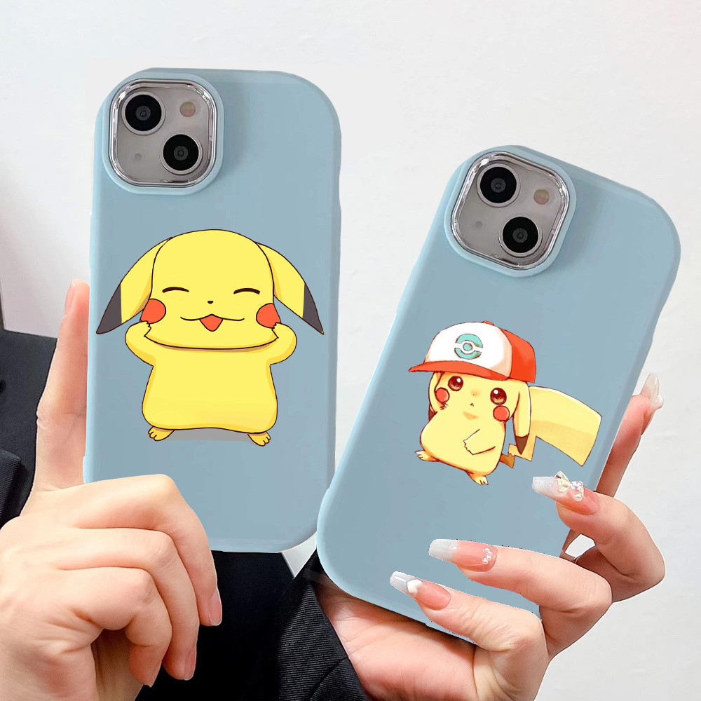 ZR80 Pikachu Biru Casing untuk iPhone 15 13 14 Pro Max Plus XR Case