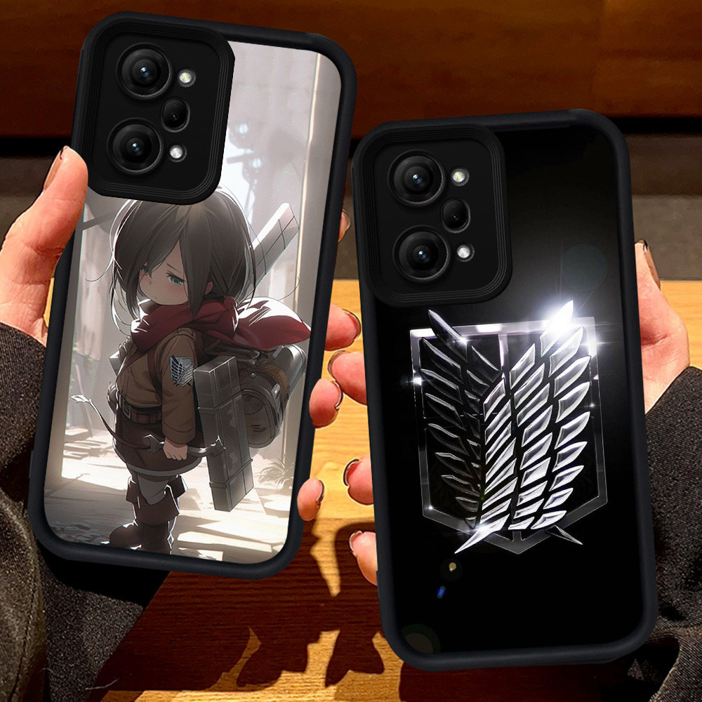 S124 Attack on Titan Casing untuk Xiaomi Redmi POCO 14T Note 14 F6 12 F5 X5 Pro 5G hitam