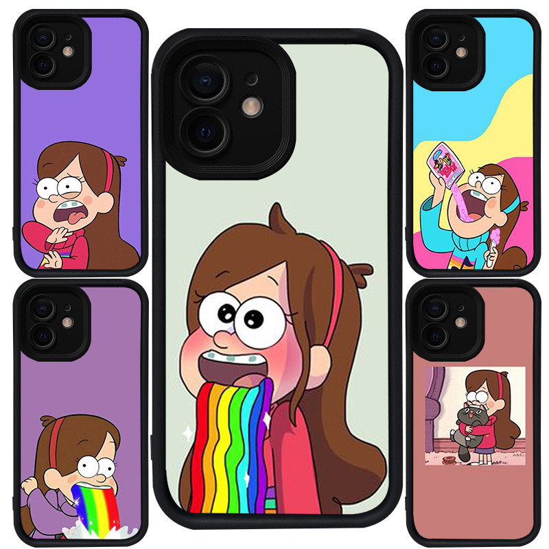 Casing untuk iPhone XR XS 12 Mini X 11 15 Pro Max Silikon Hitam M-40 Gravity Falls Mabel Pines