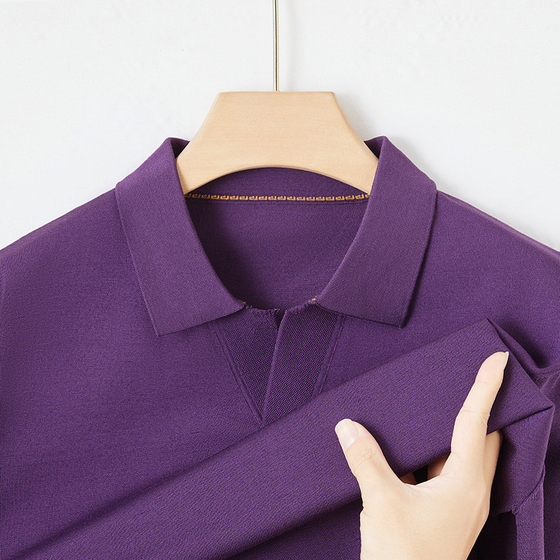 Kaos  2024 awal semi musim gugur baru V-neck lengan panjang T-shirt muda tipis warna murni top baju 