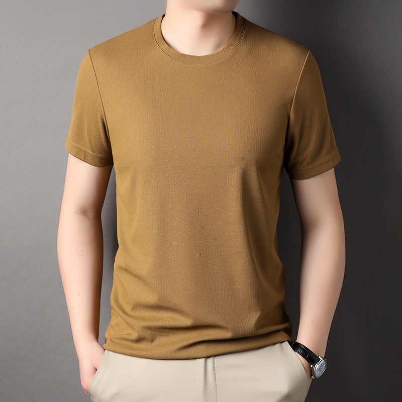 Kaos  2023 musim panas baru wafer lengan pendek T-shirt mode santai bernapas warna murni pria  Impor