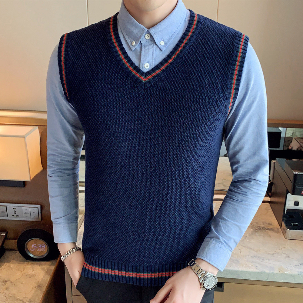 Sweater VEST Pria   Versi Korea. V-leher kamisola tanpa lengan.  Import