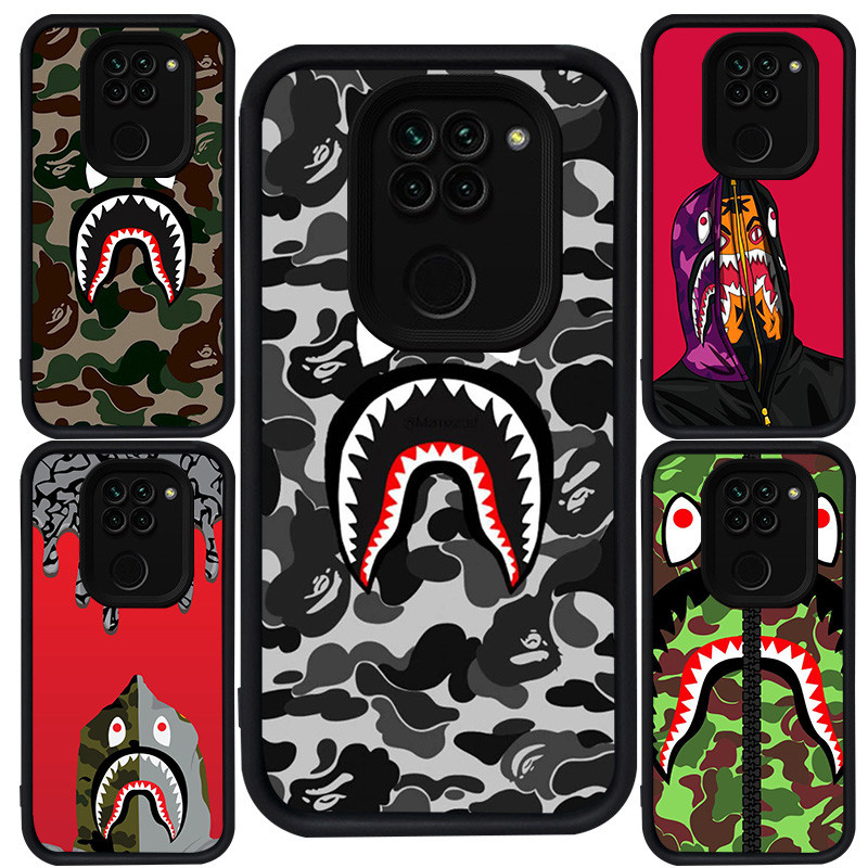 Casing untuk Xiaomi Redmi Note 9S 9 8 Pro Max Silikon Hitam M-4 Bape Shark