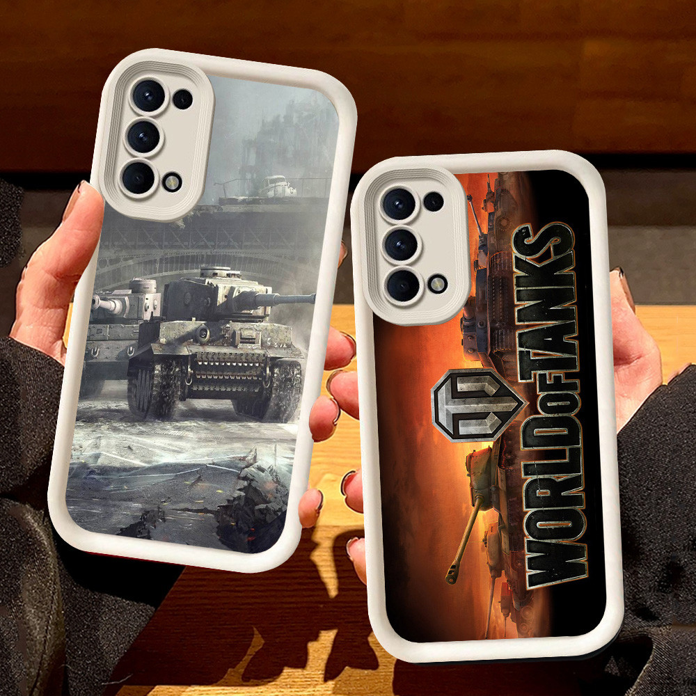 Putih Casing untuk OPPO A52 A95 A16 A94 Reno 4 6 A55 A72 A54S A74 A92 A16s 5 5G S128 World of Tanks