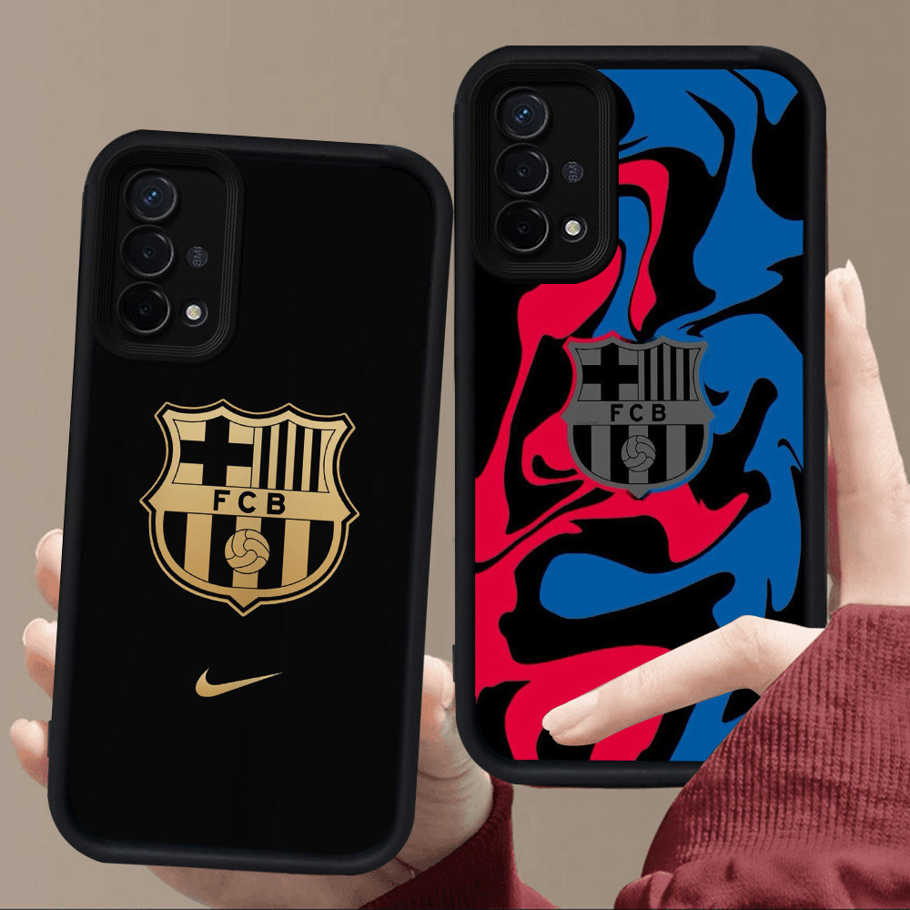 E128 FC Barcelona Casing untuk Silikon Hitam OPPO Reno 4F A35 A16E A54 A93 A15 4 A16K A15s F17 Pro L