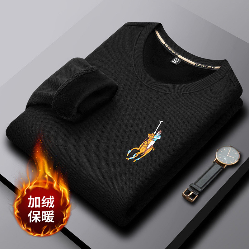 Kaos  T-shirt terlepas berfikir dengan leher tebal bulat, pakaian pria yang berkualitas tinggi, leng