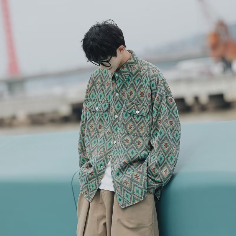 Shirts Pria  Jaket Corduroy untuk gugur dan musim dingin men's trendy brand tambah ukuran baju lenga