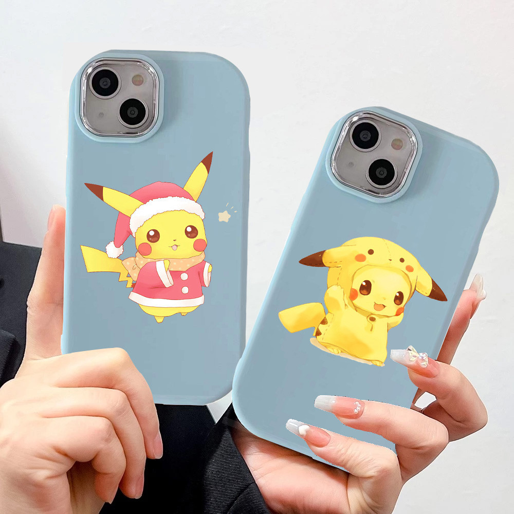 ZR10 Pokemon Pikachu Biru Casing untuk iPhone 15 13 14 Pro Max Plus XR Case