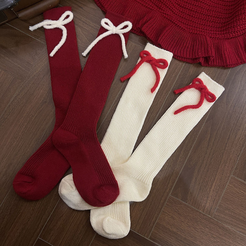 Kaos Kaki Sock  Musim Dingin Baru Natal Merah Cashmere Butterfly Bundle Milenium Y2K Babes Deer Velv