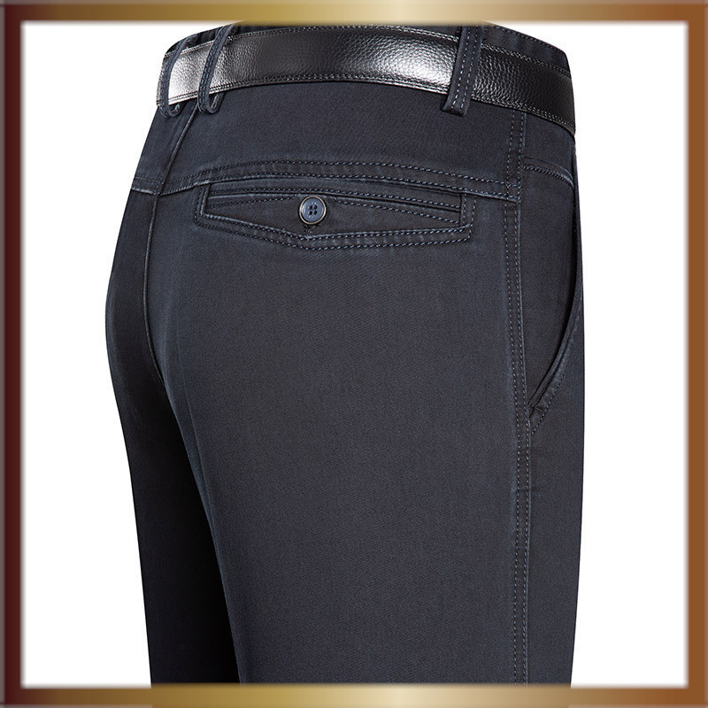 Celana  Jeans elastik kaki lurus bebas 2022 celana panjang baru seluar pria biasa kapas tengah pingg