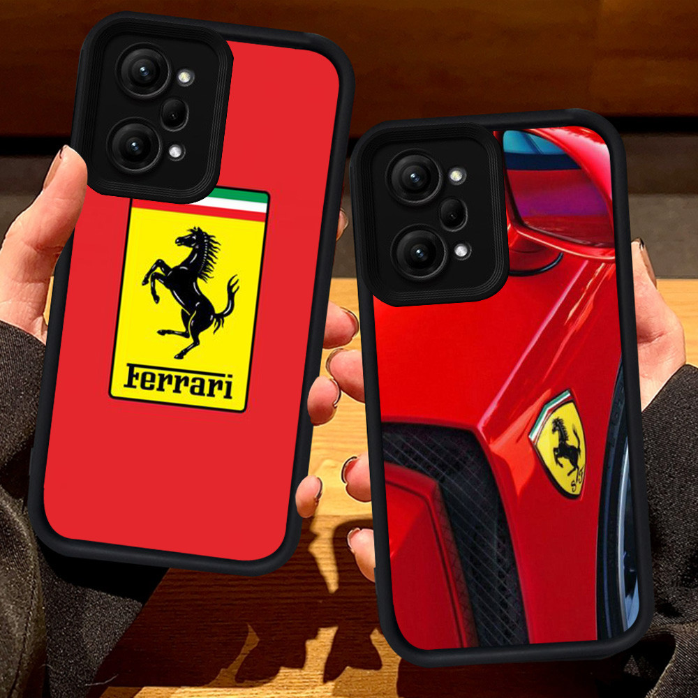 S43 Ferrari Casing untuk Xiaomi Redmi POCO 14T Note 14 F6 12 F5 X5 Pro 5G hitam