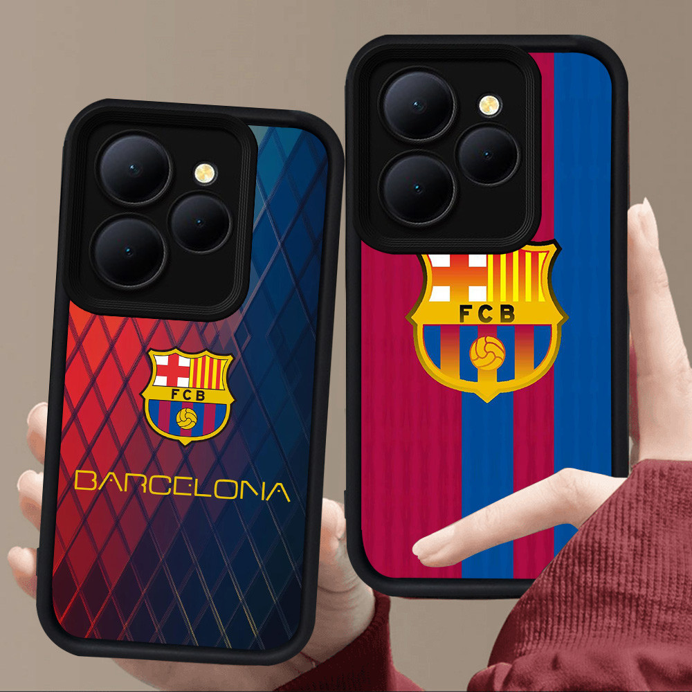 E128 FC Barcelona Casing untuk Silikon Hitam Tecno POP Spark GO1 GO2 7 Pova 4 8 6 GO 5 20 GO1S 9 Pro