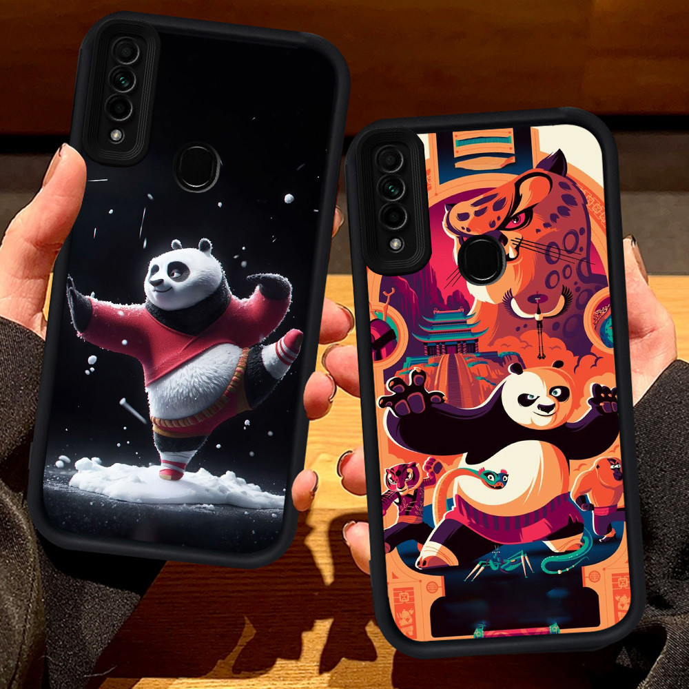 S75 Kung Fu Panda Casing untuk OPPO Reno 3 F15 A91 A53S A53 A31 A33 hitam