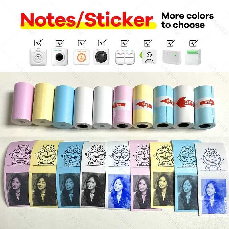 

Warna Stiker Catatan Label Foto Kertas Perekat Diri Gulungan untuk Peripage 58mm A6 A8 A9 Paperang P