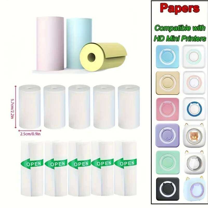 

Kertas 3/5pcs, Label Termal Cetak Self-adhesive 57*25mm untuk Printer Mini Kamera Instan Perlengkapa