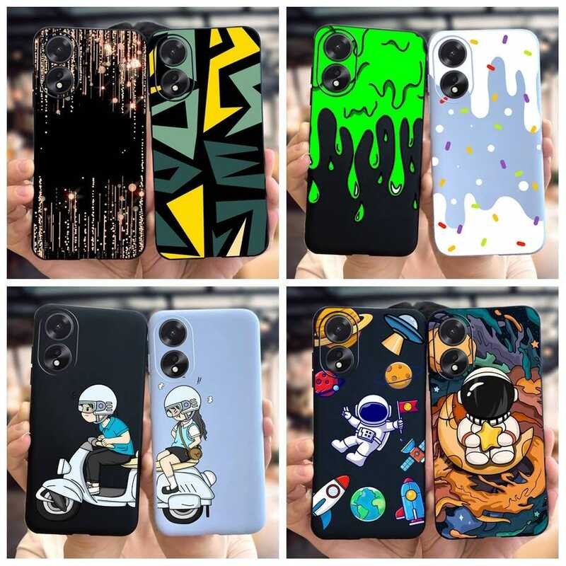 Ponsel Casing Silikon Tahan Guncangan OPPO A38 A18 Penutup Lunak Astronot Populer Untuk OPPOA38 CPH2