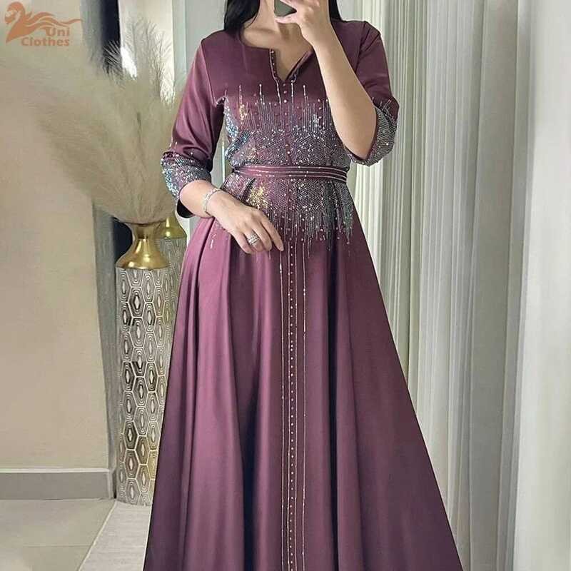 Panjang Gaun Abaya Satin Kustom untuk Wanita, Pesta Ramadhan Muslim, Sabuk Kaftan, Vestidos Largos,