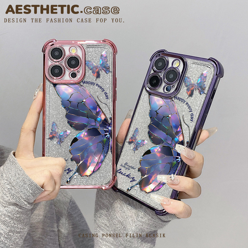 Plating airbag bening silikon softcase for iphone 15 13 12 11 pro max 6 6s 7 8 plus x xs xr Kartu gl