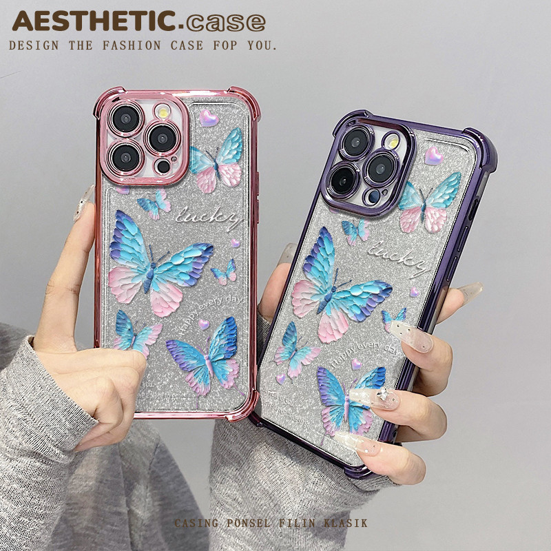 Plating airbag bening silikon softcase for iphone 15 13 12 11 pro max 6 6s 7 8 plus x xs xr Kartu gl