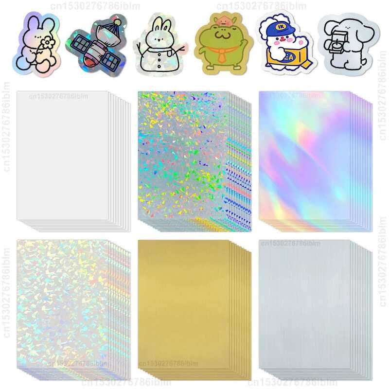 

Lembar 10 Kertas Vinyl Cetak A4 Putih Mengkilap Holografik untuk Printer Inkjet Pita Stiker DIY