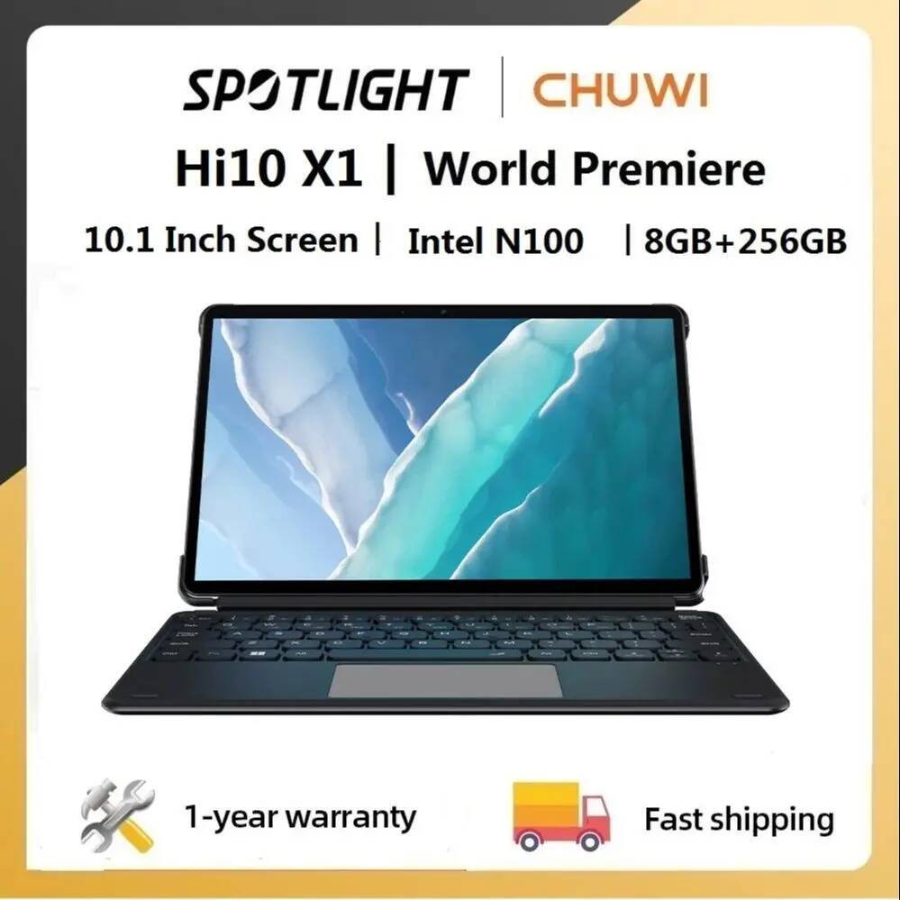 CHUWI Hi10 X1 2 Dalam 1 Layar 10.1 inci Prosesor Intel N150/N100 LPDDR5 RAM 8GB SSD 256GB Windows 11