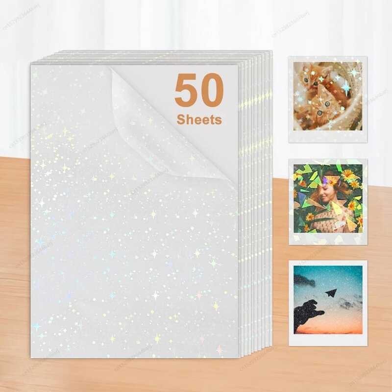 

Lembar 30/50 Laminasi Dingin Perekat Diri A4 Film Laminasi Holografik Transparan Kertas Stiker Tahan